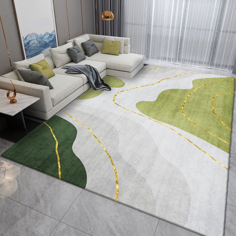 Green Color Piece Rug Polyester Indoor Rug Tear Resistant Rug for Living Room