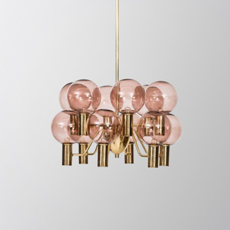 Glazen bol hanglamp in moderne luxe stijl elektroplate ijzer kroonluchter in goud