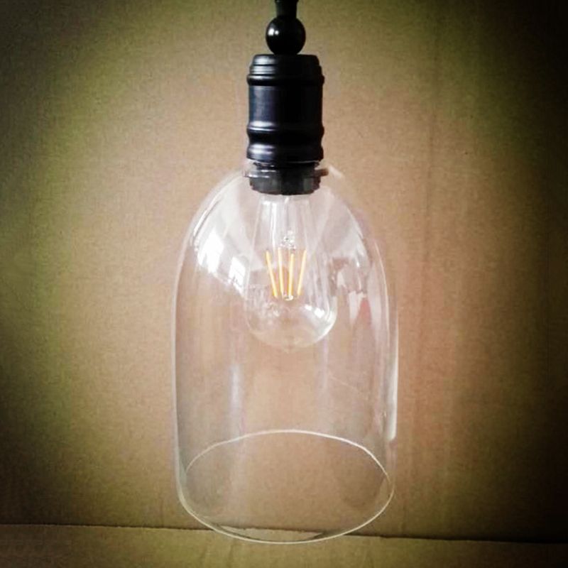 1-licht vintage industriële stijl hangende licht transparante glazen klokschaduw hanglamp in zwart