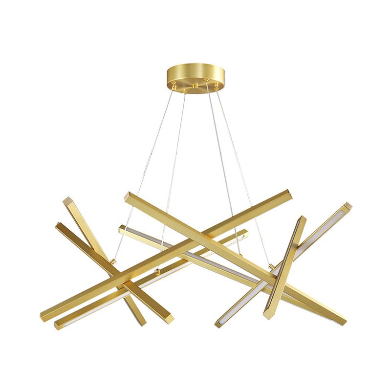 Acryl gekruiste kroonluchter hanger Moderniteit LED Zwart/goudhangende plafondlamp, 25,5 "/33.5" breed