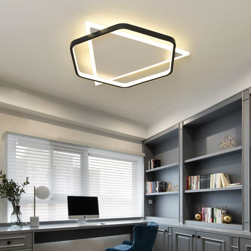 Black and White Geometric Surface Mounted LED Ceiling Light Nordic Acrylic Flush Light for Study Room