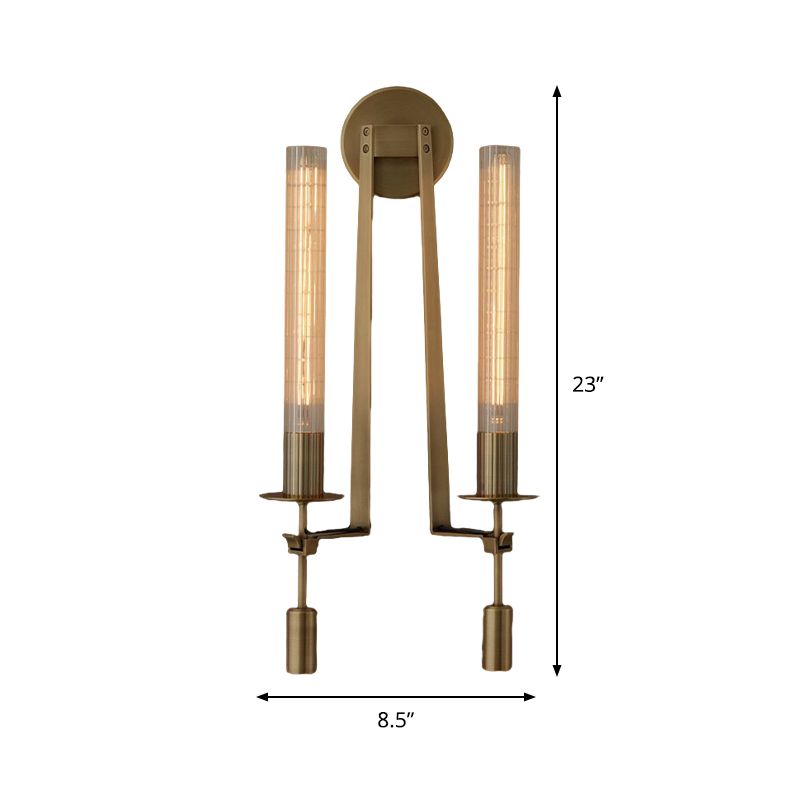 Tube Bathroom Wall Mount Light Minimalist Metal 1/2-Head Brass/Black/Chrome Sconce Lighting Fixture