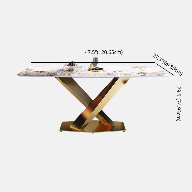 Standard Sintered Stone Top Dining Set with 1 Gold Metallic Legs for Dining Furniture