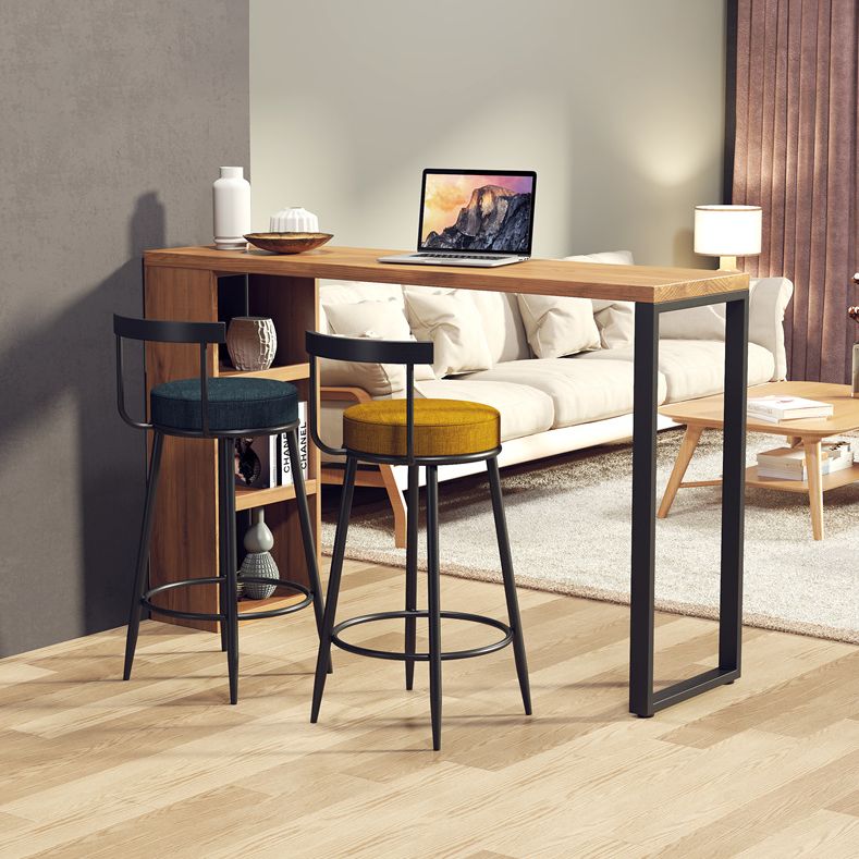 Solid Wood Bar Stool Table Industrial Style Bar Dining Table with Storage