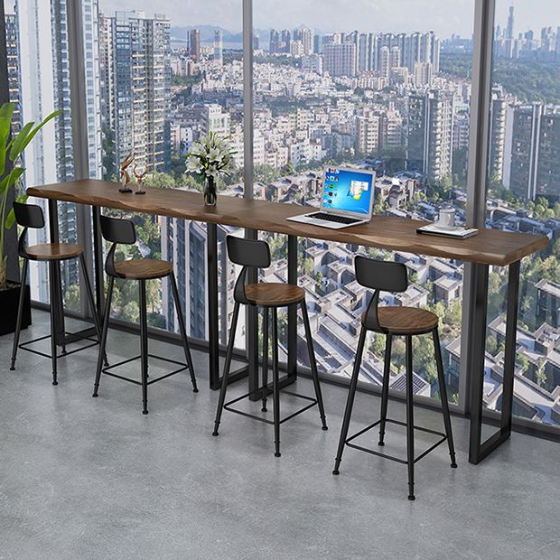 1/3 Pieces Brown Wood Top Bar Set with Stools Industrial Rectangle Pub Table Set