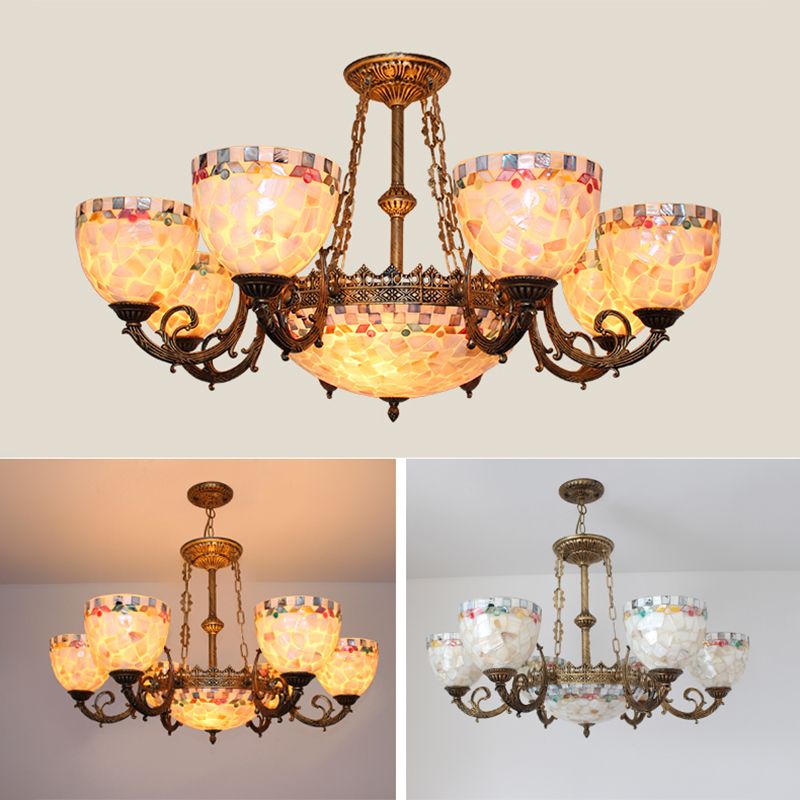 Lustre en bronze en vitrail
