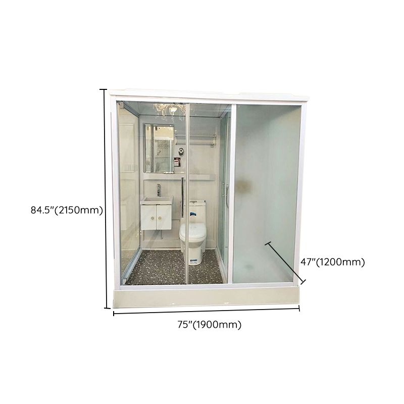 Single Sliding Rectangle Shower Kit Tempered Framed Shower Stall