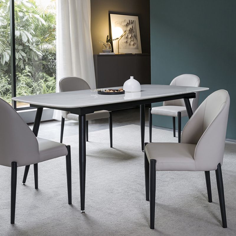 Industrial Faux Leather Chair Armless Side Chairs with Metal Legs for Home Use