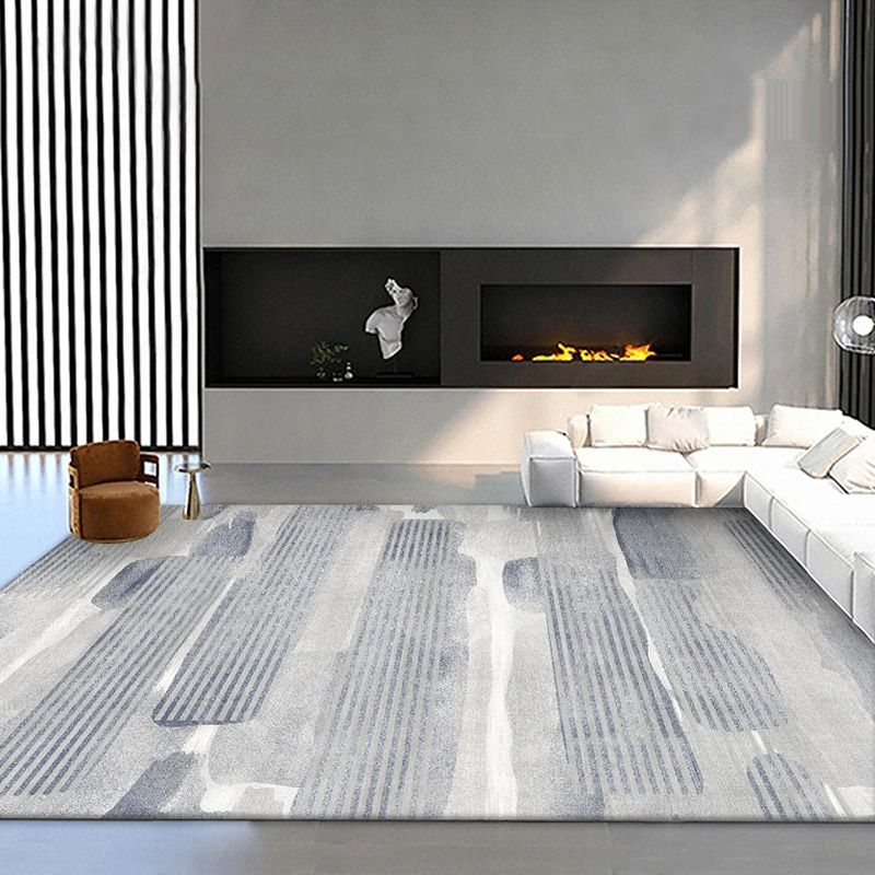 Light Grey Simple Rug Blending Line Indoor Rug Stain Resistant Rug for Home Decor