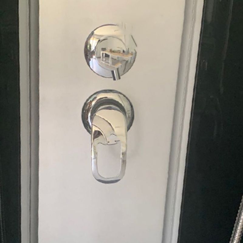 Round Shower Stall Double Sliding Shower Stall with White Base and Rain Shower