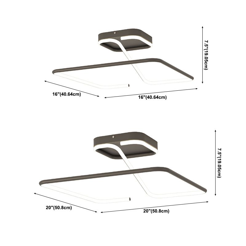 Line Shape LED Ceiling Lamp Modern Iron 1 Light Flush Mount for Study Bedroom