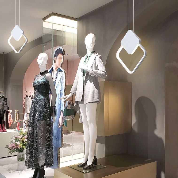 LED Slaapkamer Hanglamp Lichte armatuur eenvoud plafond hanger licht met geometrische metalen schaduw