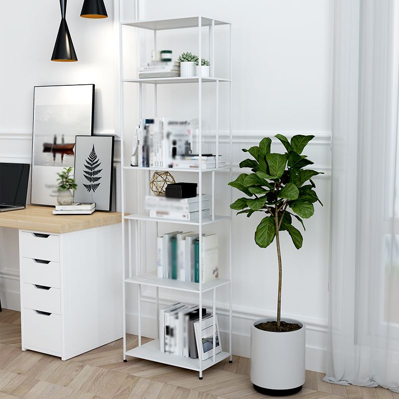 Industrial Style Open Bookcase with Metal Rectangular Shelves
