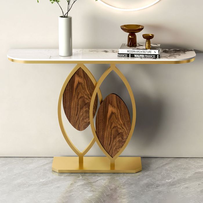 12 inch Wide Modern Accent Table Half Moon Shape Metal Console Table for Hall