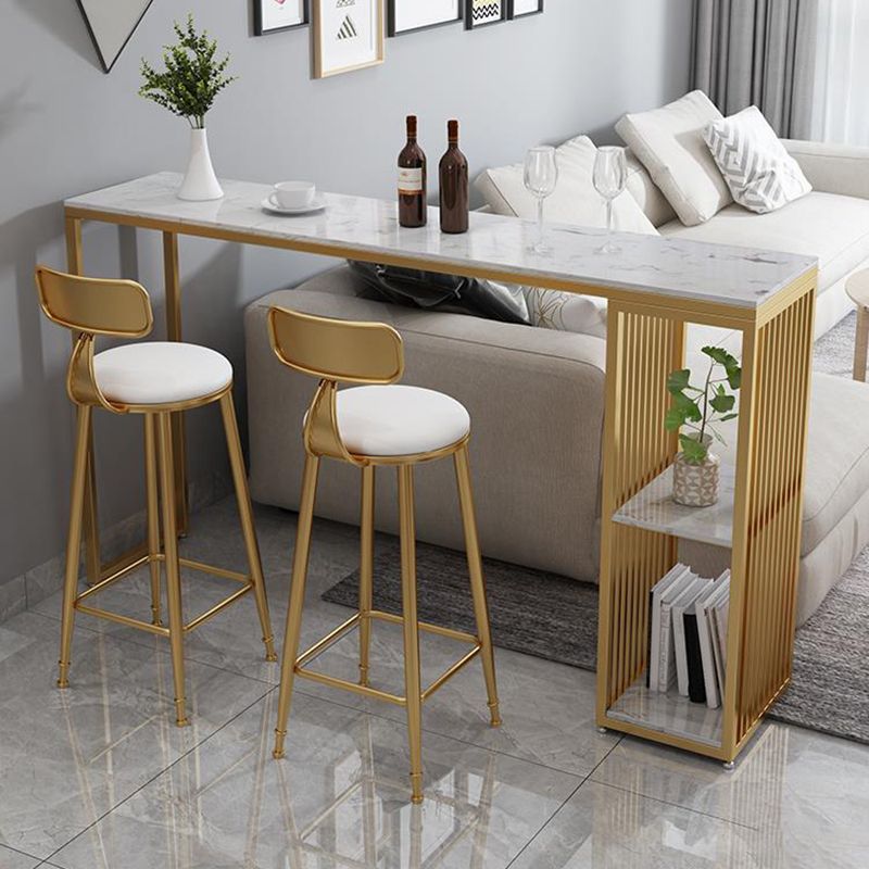 Glam Stone Bar Table Set 1/3 Pieces Rectangle Counter Table Set for Indoor