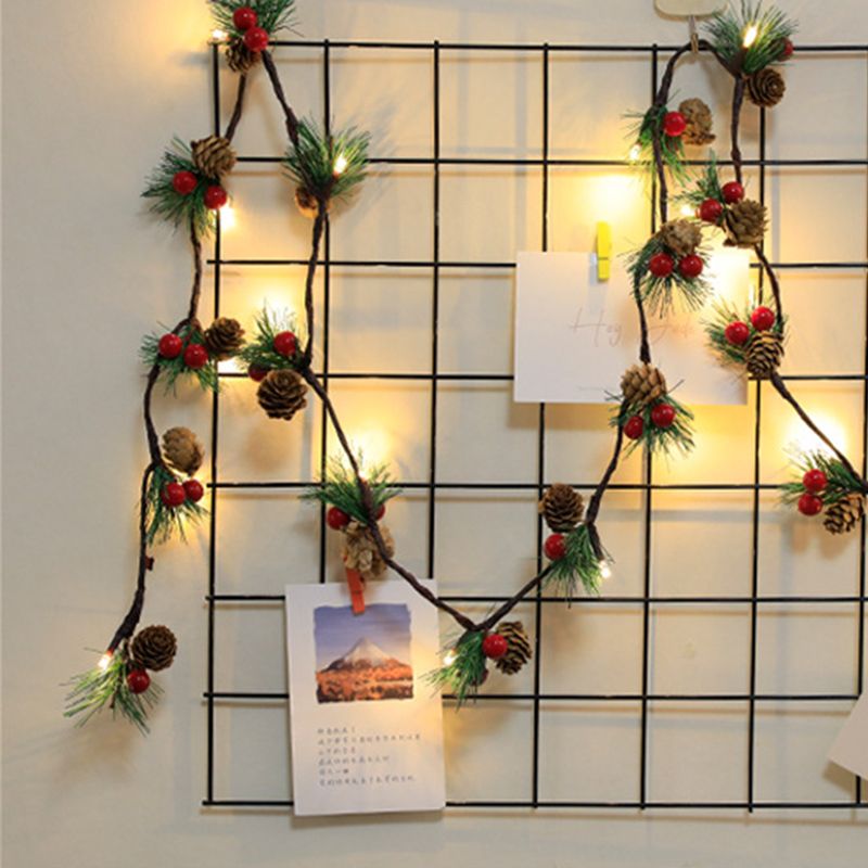 Plastic Pinecone String Light Set Nordic LED Battery Operated Festive Light for Bedroom