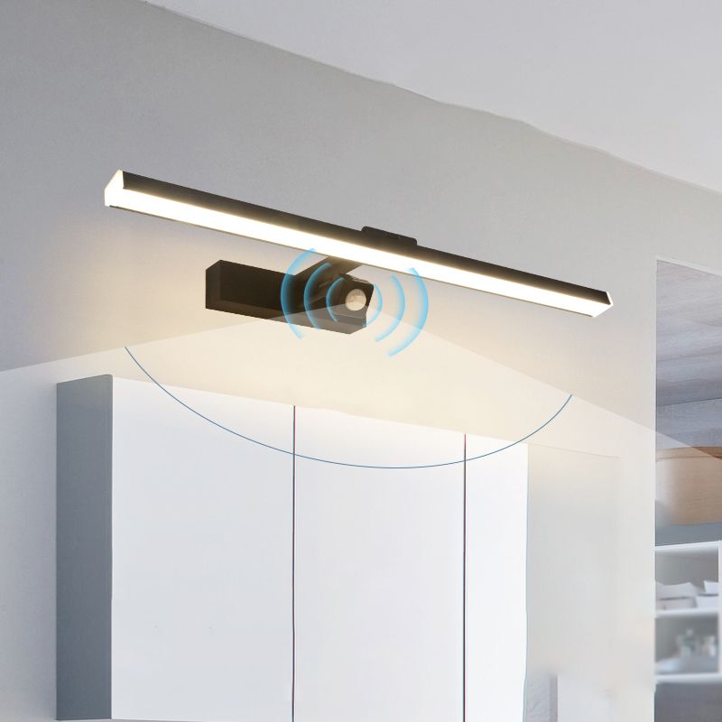 Linear Shape Metal Vanity Light Modern Style 1 Light Vanity Light Fixture in Black