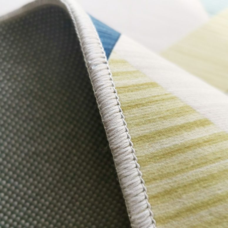 Fancy Modern Rug Blue Geometric Pattern Polyester Area Carpet Non-Slip Backing Rug for Living Room