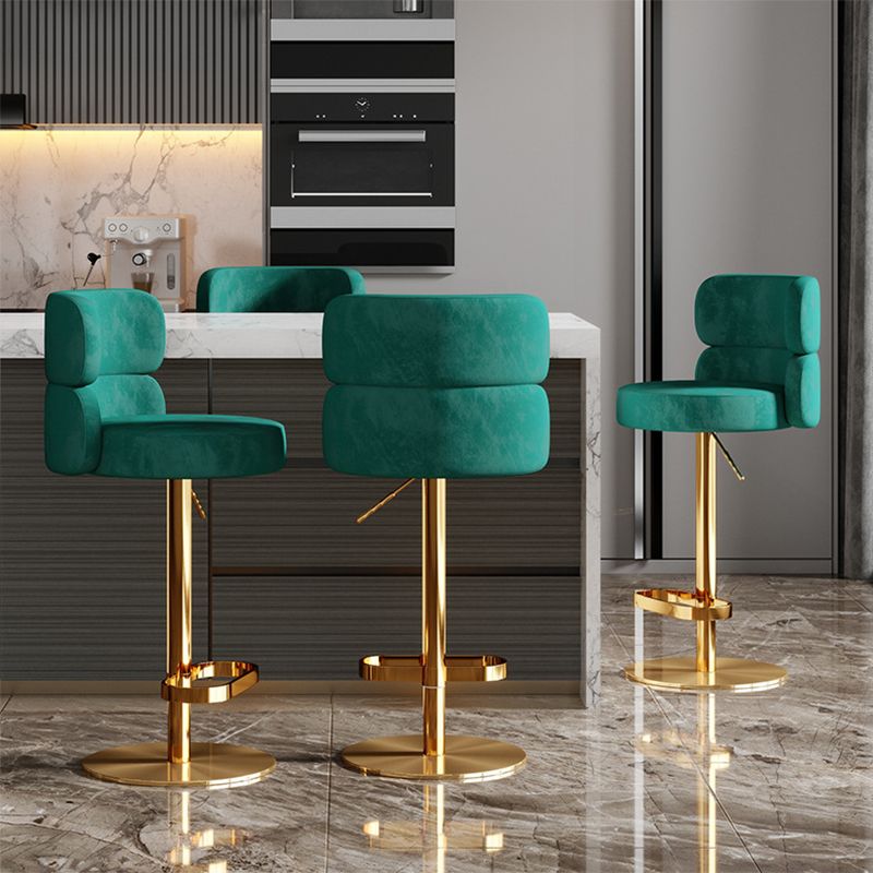 Glam Liftable Bar Stool Round Seat Counter Bar Stool with Metal Legs