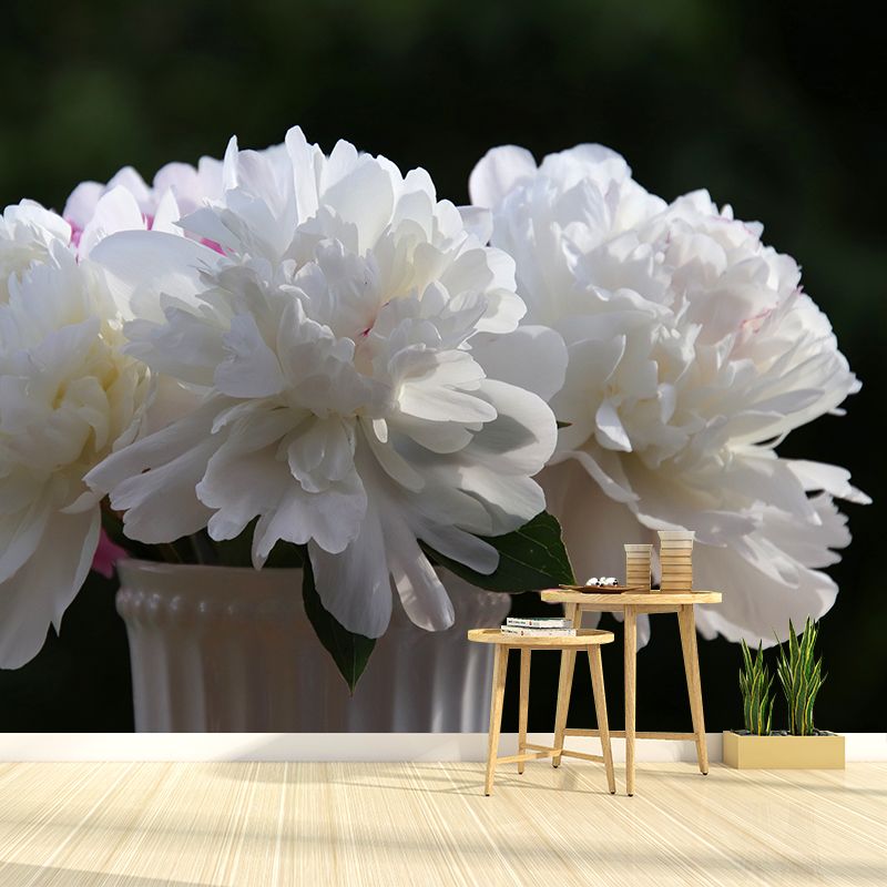 Elegant Peony Flower Mural Environment Friendly Wallpaper for Girl's Bedroom