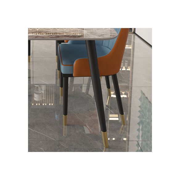 Industrial Sintered Stone Dining Table for Restaurant Rectangle Grey Table with 4 Legs