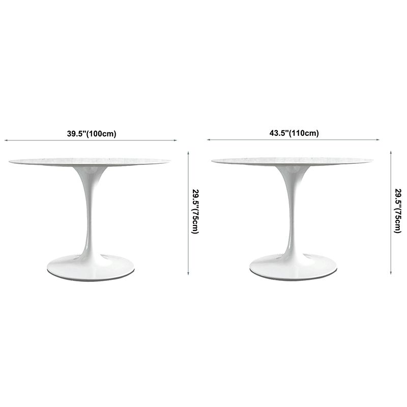 Modern Round Dining Room Table Sintered Stone Dining Table with Tulip Base