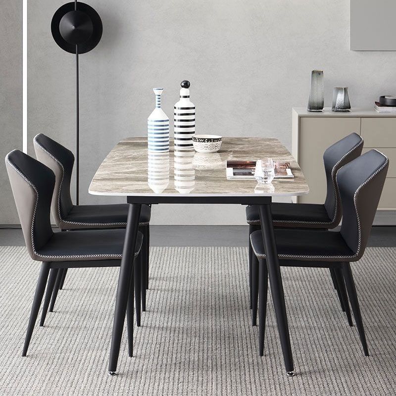 Contemporary Style 1/2/3/5/7 Pieces Dining Chairs Set Rectangle Stone Furniture in Gray