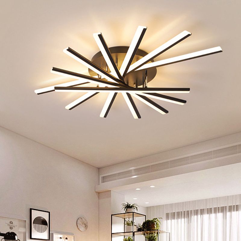 Spiral Design Stick LED-Deckenleuchte, modern, metallisch, 5/9-flammig, schwarz/weiß, halbbündige LED-Leuchte in warmem/weißem Licht