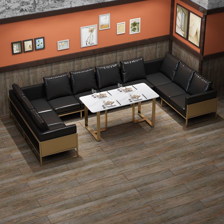 Industrial Dining Table Sintered Stone Table with Double Pedestal Base for Dining Room