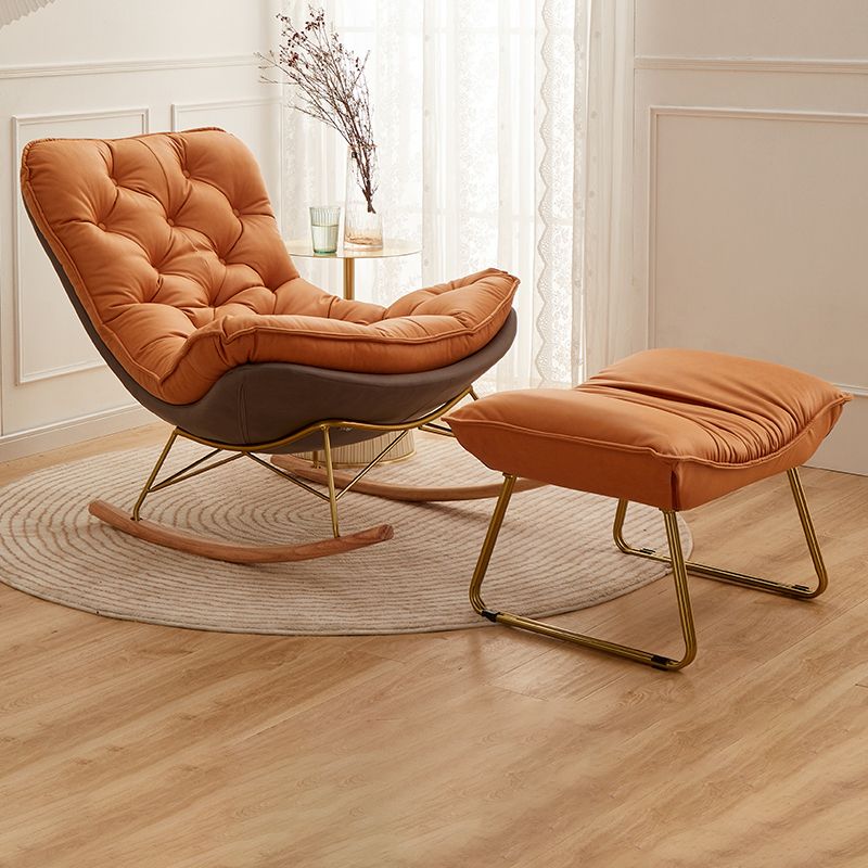 Glam Style Rocking Chair Upholstered Tufted Rocker Chair with Legs