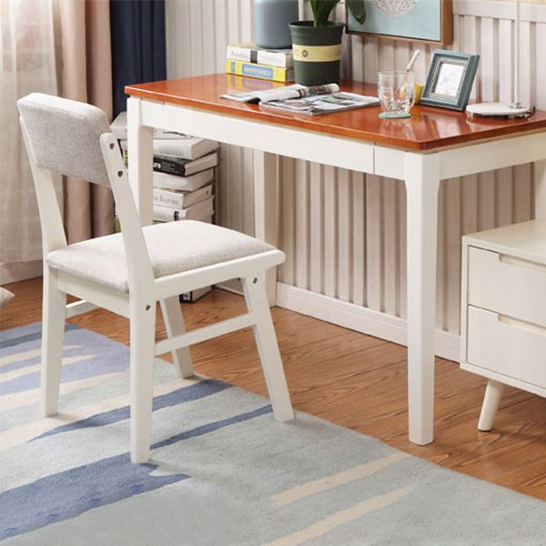 Silla de comedor sin brazos de madera, silla lateral de comedor tapizada con espalda abierta