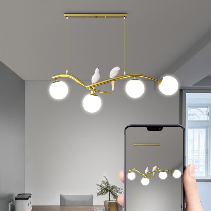 Contemporáneo de lámparas de la isla Sphere Glass 4 luces de la isla