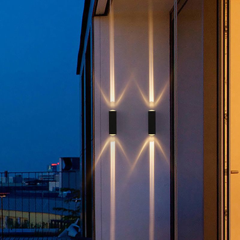 Contemporary Rectangular Wall Sconce Metal 2 Lights Wall Light in Black