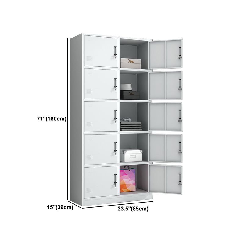 White Metal Cabinet for Bathroom Contemporary Storage Cabinet with Hinged Door