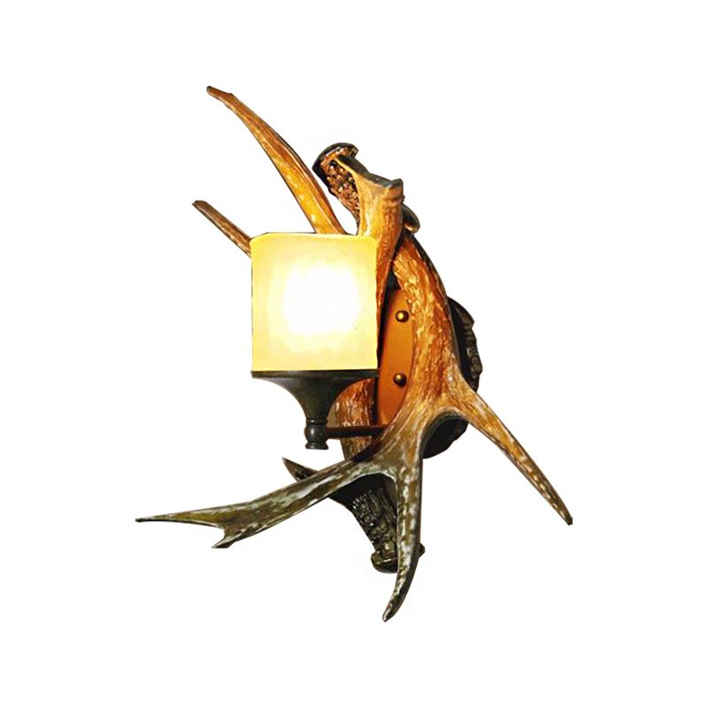 1 Light Marble Wall Lamp Modern Style Bronze Cylinder Dining Room Sconce Light Fixture with Elk