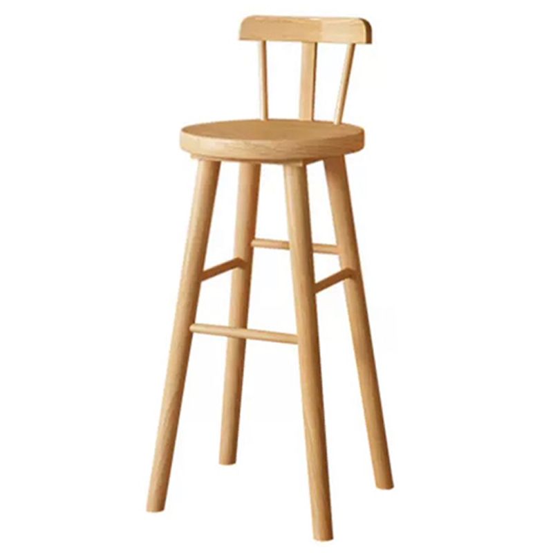 Solid Wood Footrest Counter Stool Modern Bar Stool with Low Back