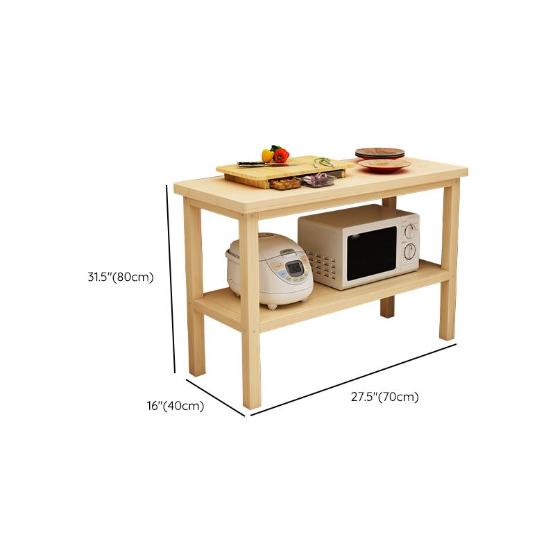 Modern Natural Finish Pine Wood Kitchen Island Table for Home
