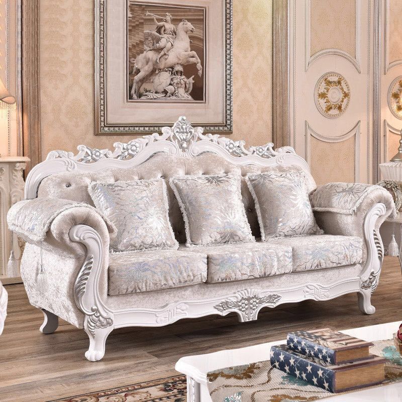 Traditional Camel Back CouchFlared Arm Settee for Three People