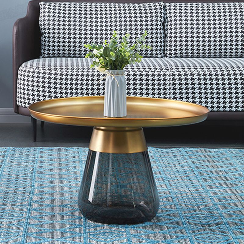 Pedestal Base Design Black/gold Countertop Metal Frame Glass Base Round Side Table