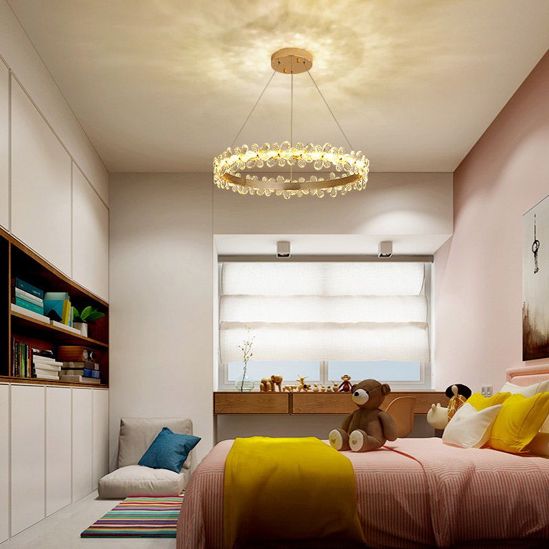 Lámpara de lámpara de araña redonda Cristal moderno de 19.5 "/27.5" Aparte de oro LED/Coffee Cofffeing con luz cálida/blanca