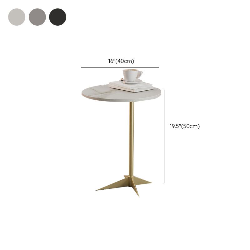 Modern Round Slate Side End Table Metal Pedestal Sofa Side Table