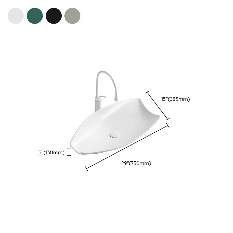 Modern Bathroom Sink Porcelain Specialty Vessel Bathroom Sink with Pop-Up Drain