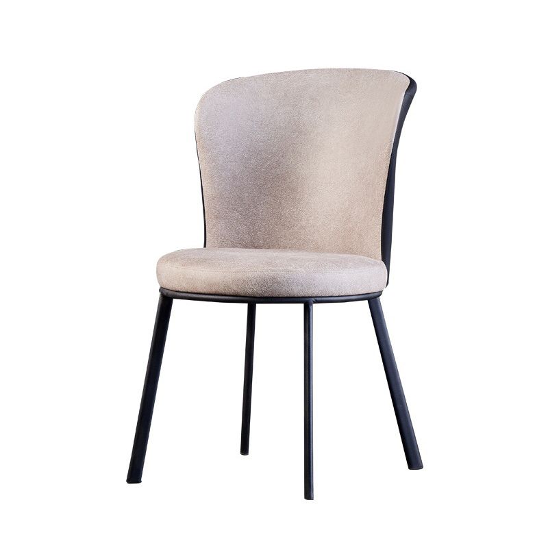 Chaises sans bras à dossier solide rembourrées par chaise latérale de salle à manger en cuir moderne
