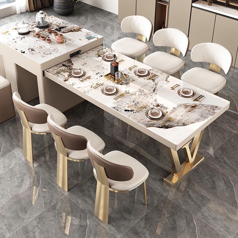 Nordic Glam Style Chair Dining Armless Chairs for Kitchen with Metal Legs