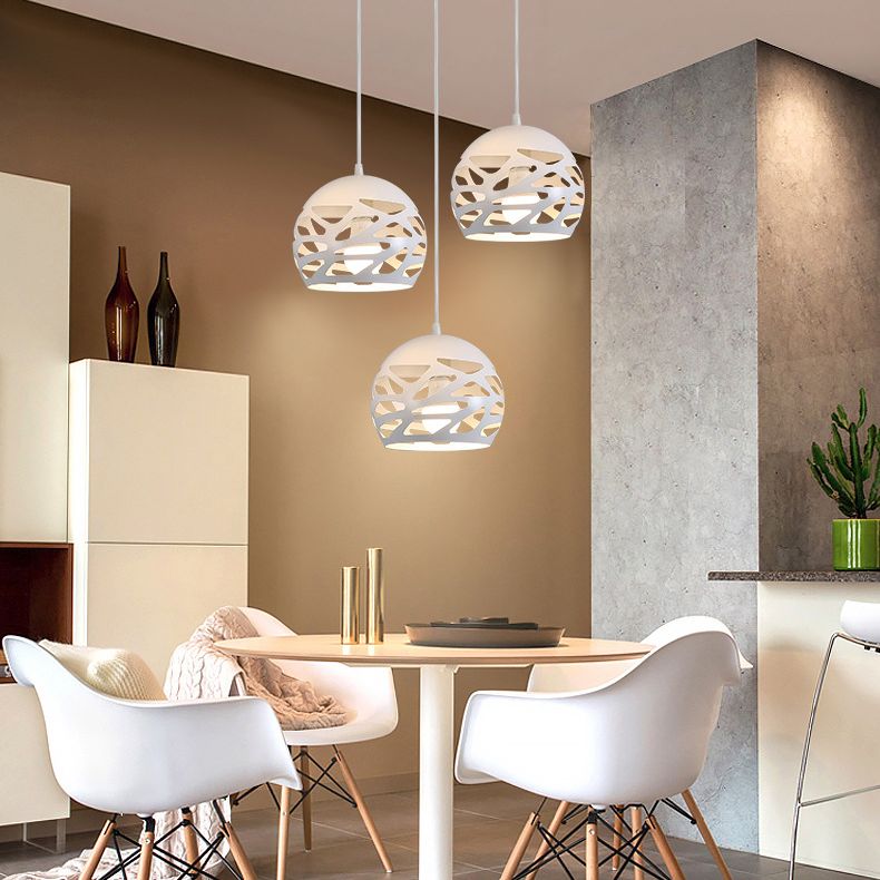 Ronde 3 lichte cluster hanger moderne stijl metalen eetkamer hangend lichtarmatuur in wit