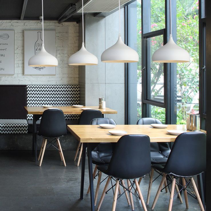 Contemporary Single Head Colorful Macron Metal Pendant Light for Study Room