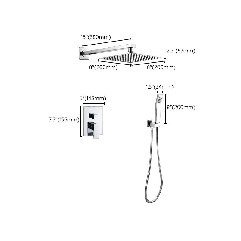 Modern Shower System Brass Adjustable Spray Pattern Ceiling Mounted Shower Combo