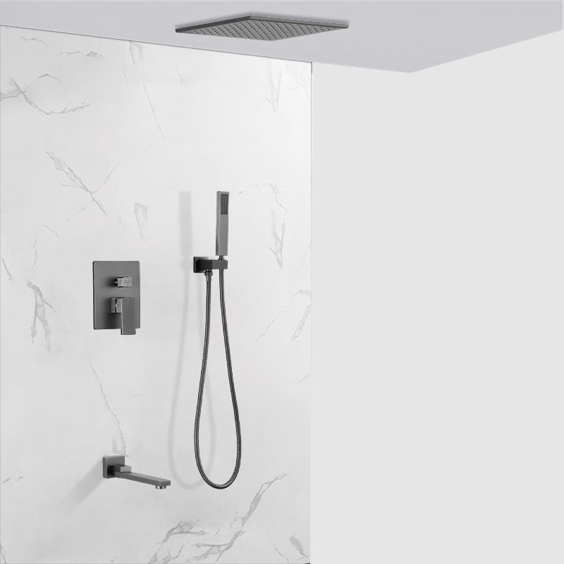 Modern Shower Head Combo Brass Ceiling Mounted Adjustable Spray Pattern Shower Combo