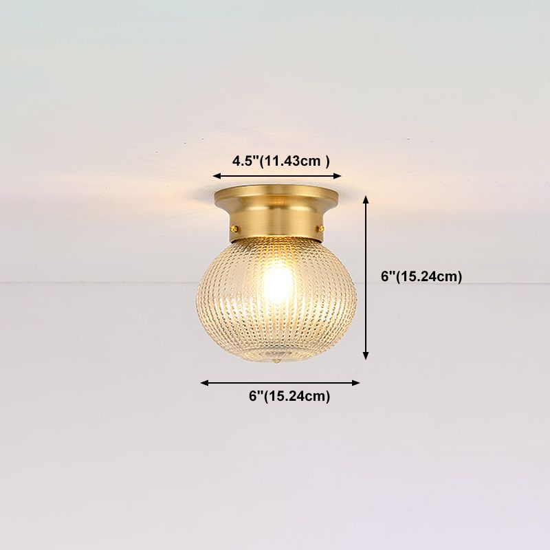 Glass Shade Ceiling Lamp Simplistic Aisle Brass Ceiling Mounted Light