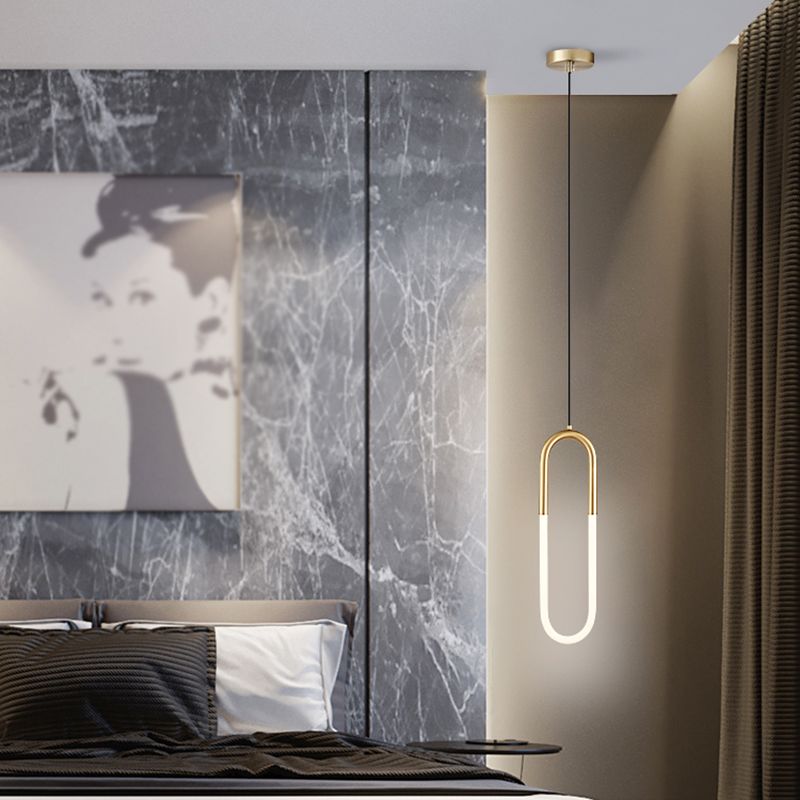 Geometric Suspension Pendant Light Minimalist Metal LED Bedroom Pendant Light Kit in Gold